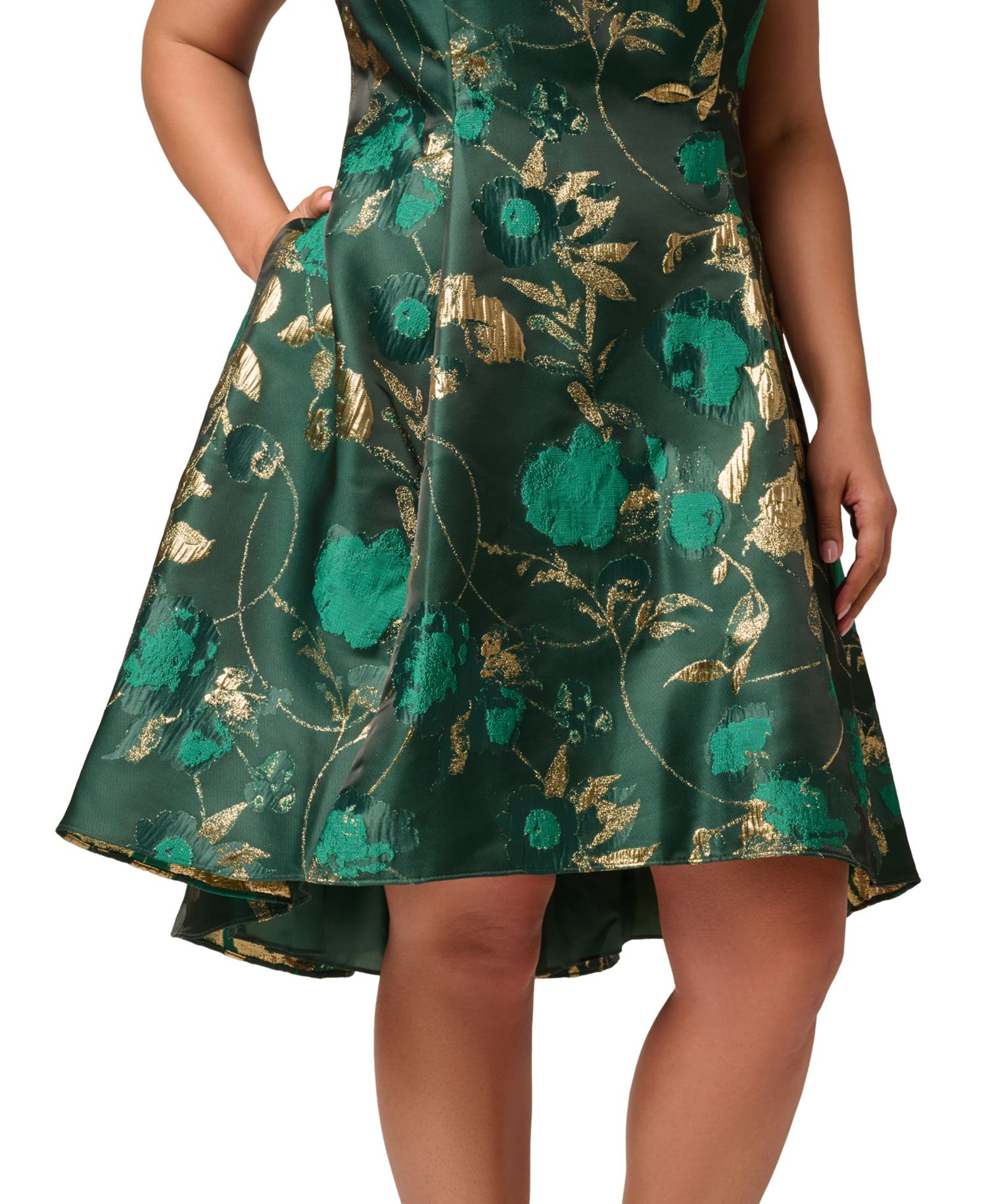 Plus Size Printed V-Neck Sleeveless High-Low Dress