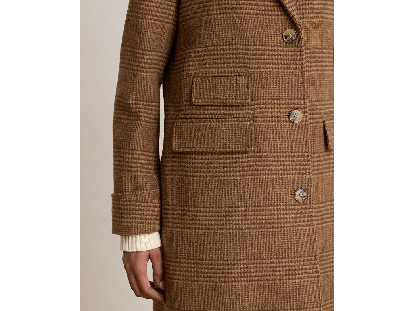 Женское пальто Lauren Ralph Lauren Wool Reefer, цвет: Верблюжий коричневый клетчатый — фото 4