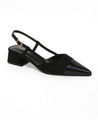 Women's Fay Croco Texture Toe Cap Low Block Heel Slingback