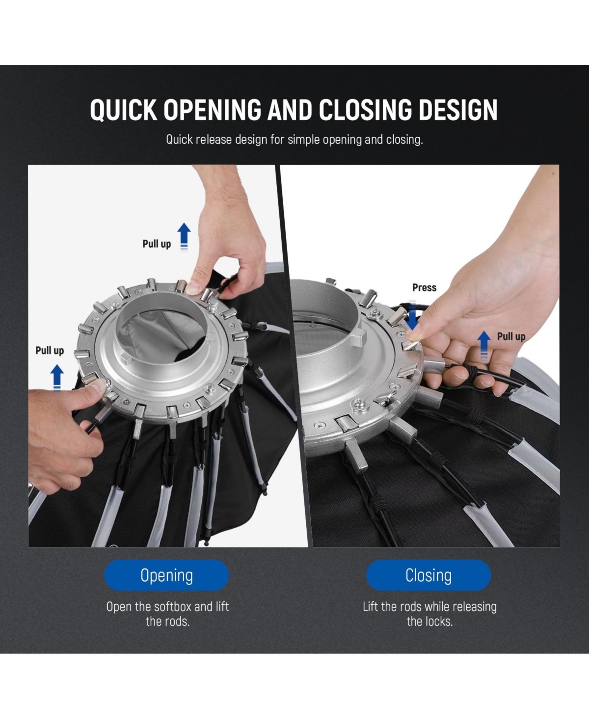 Neewer NS39P Double-Diffusion Quick-Release Softbox for Godox Aputure 600d