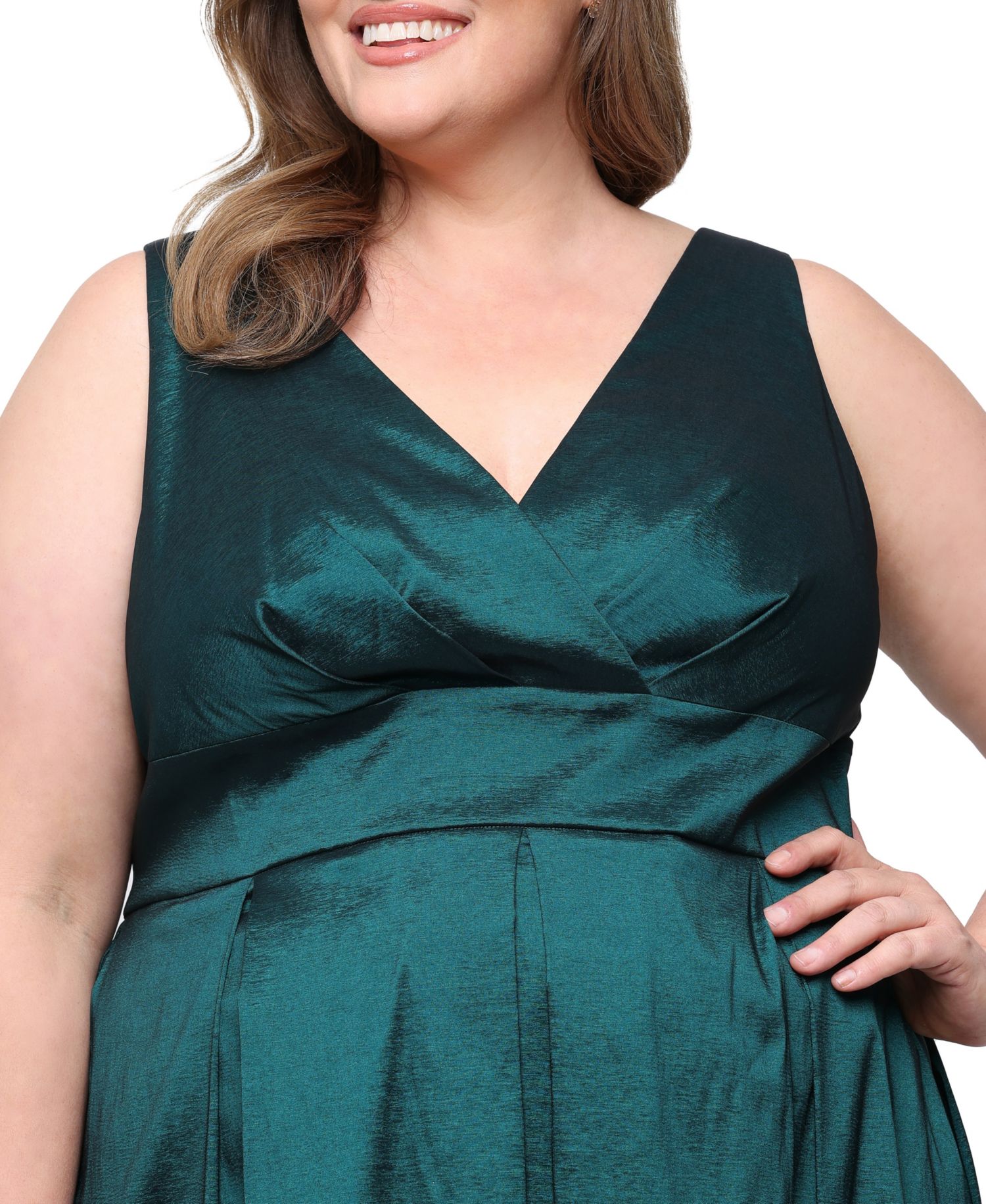 Plus Size Sleeveless Taffeta Ball Gown