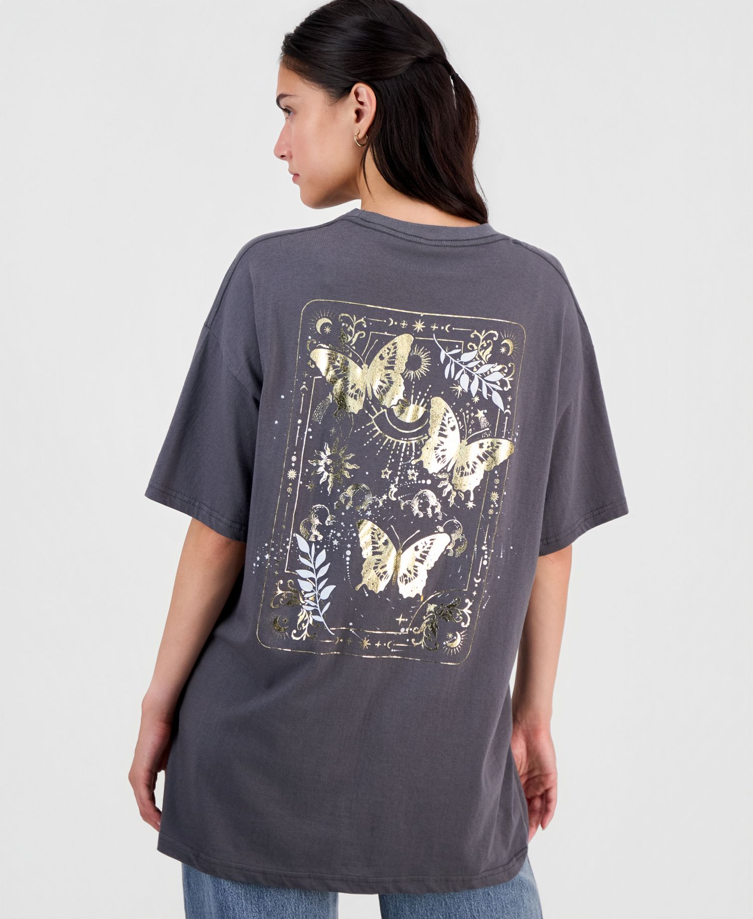 Juniors' Cotton Butterfly Graphic T-Shirt