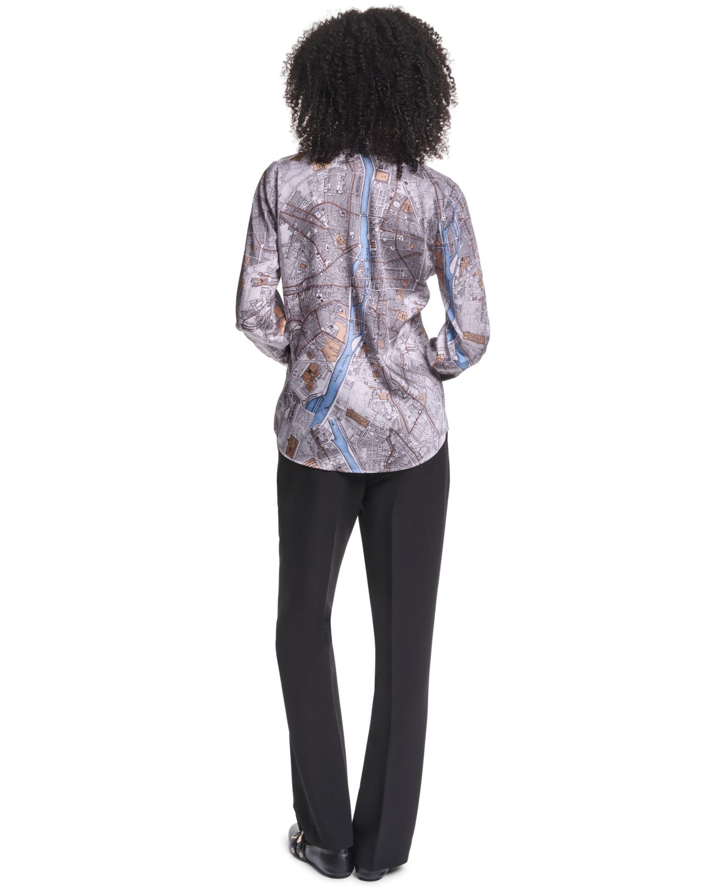 Женская блузка KARL LAGERFELD PARIS Long-Sleeve Button-Front Blouse, цвет: Мягкий белый разноцветный — фото 7