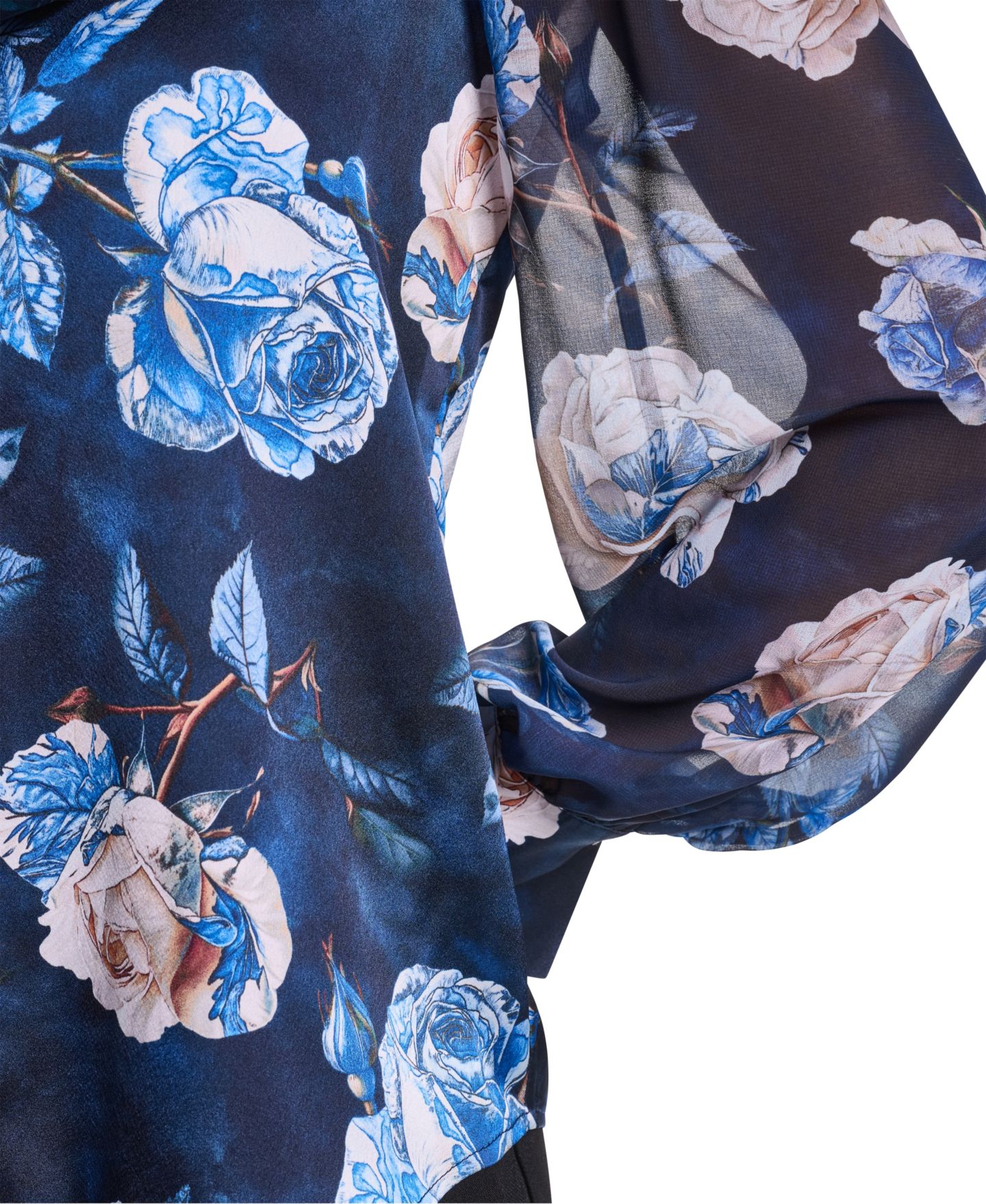 Женская блузка KARL LAGERFELD PARIS Long-Sleeve Blouse, цвет: Стальной синий разноцветный — фото 8