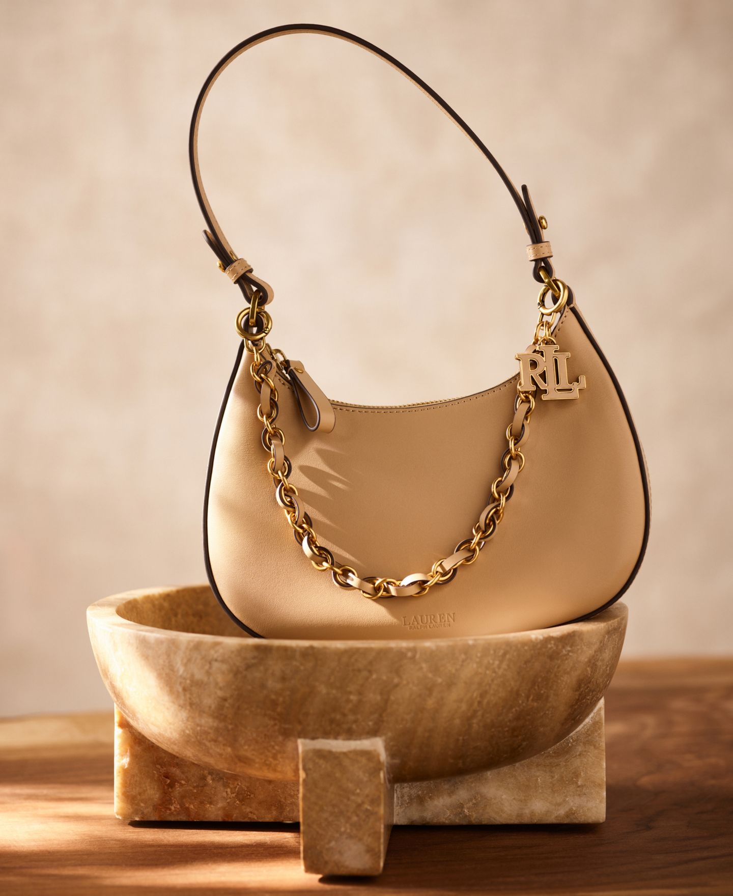 Женская сумка Lauren Ralph Lauren Marcy Medium Leather Shoulder, цвет: Рыжевато-коричневый — фото 2