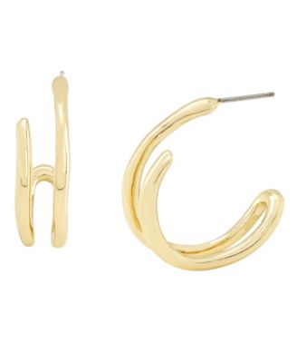 Gold Fluid Bypass Small Hoop Earrings