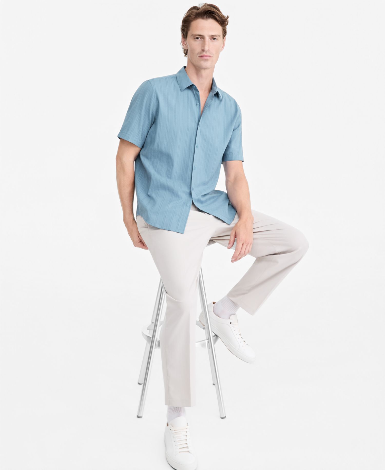 Men's Textured Striped Resort Shirt, Macy's Exclusive