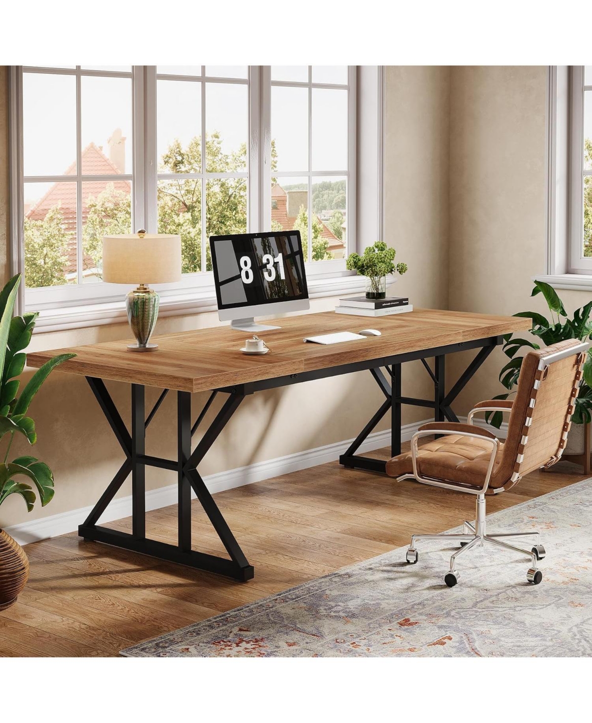 Tribesigns 70.86" Large Executive Desk, Industrial Home Office Computer Desk,Simple Long Writing Study Table Business Furniture