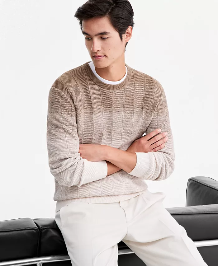 Men's Herr Cotton Gradient-Stripe Crewneck Sweater, Macy's Exclusive