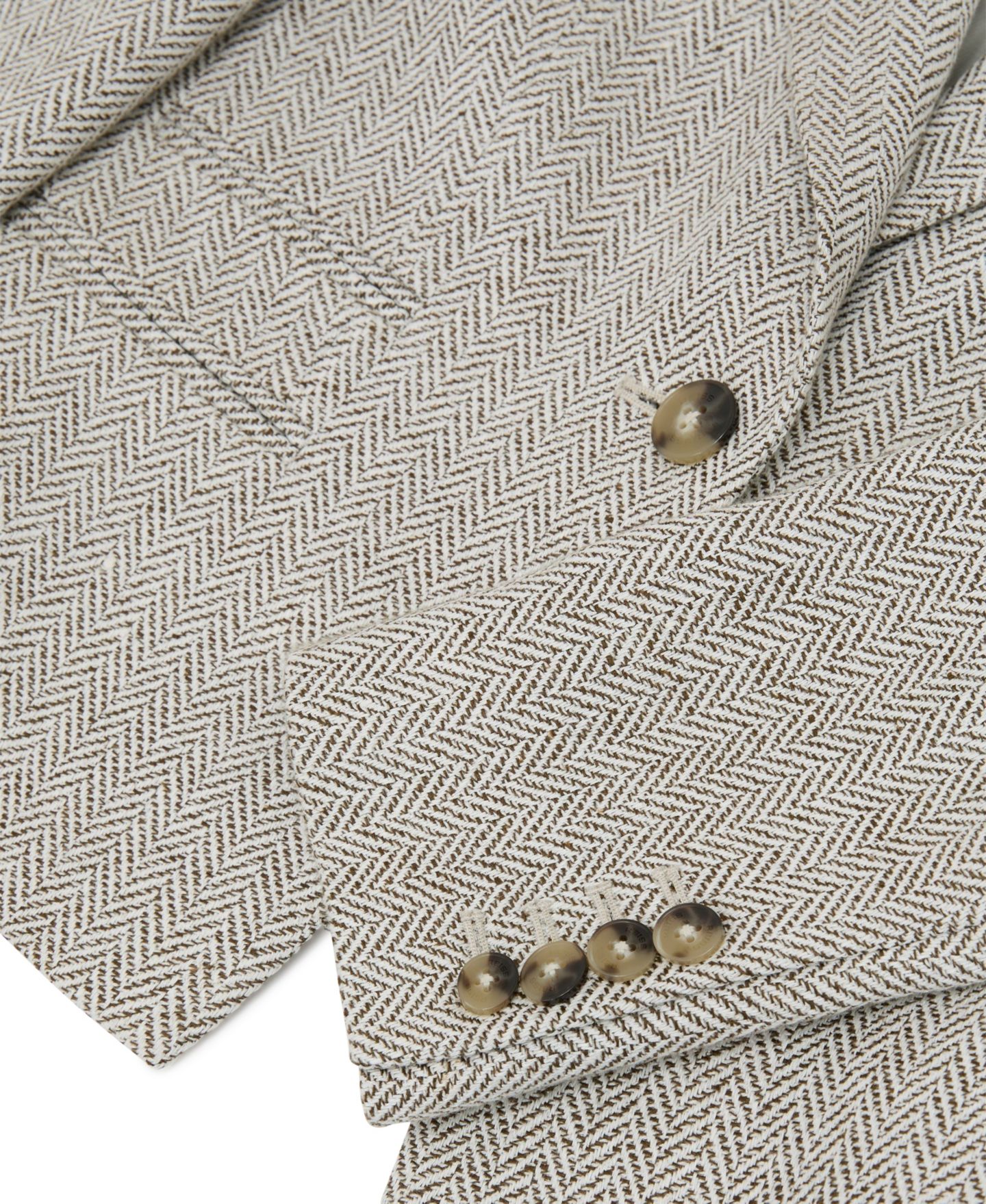 Женский пиджак REISS Ezra Herringbone Cropped Linen-Blend Blazer, цвет: Нейтральный — фото 4
