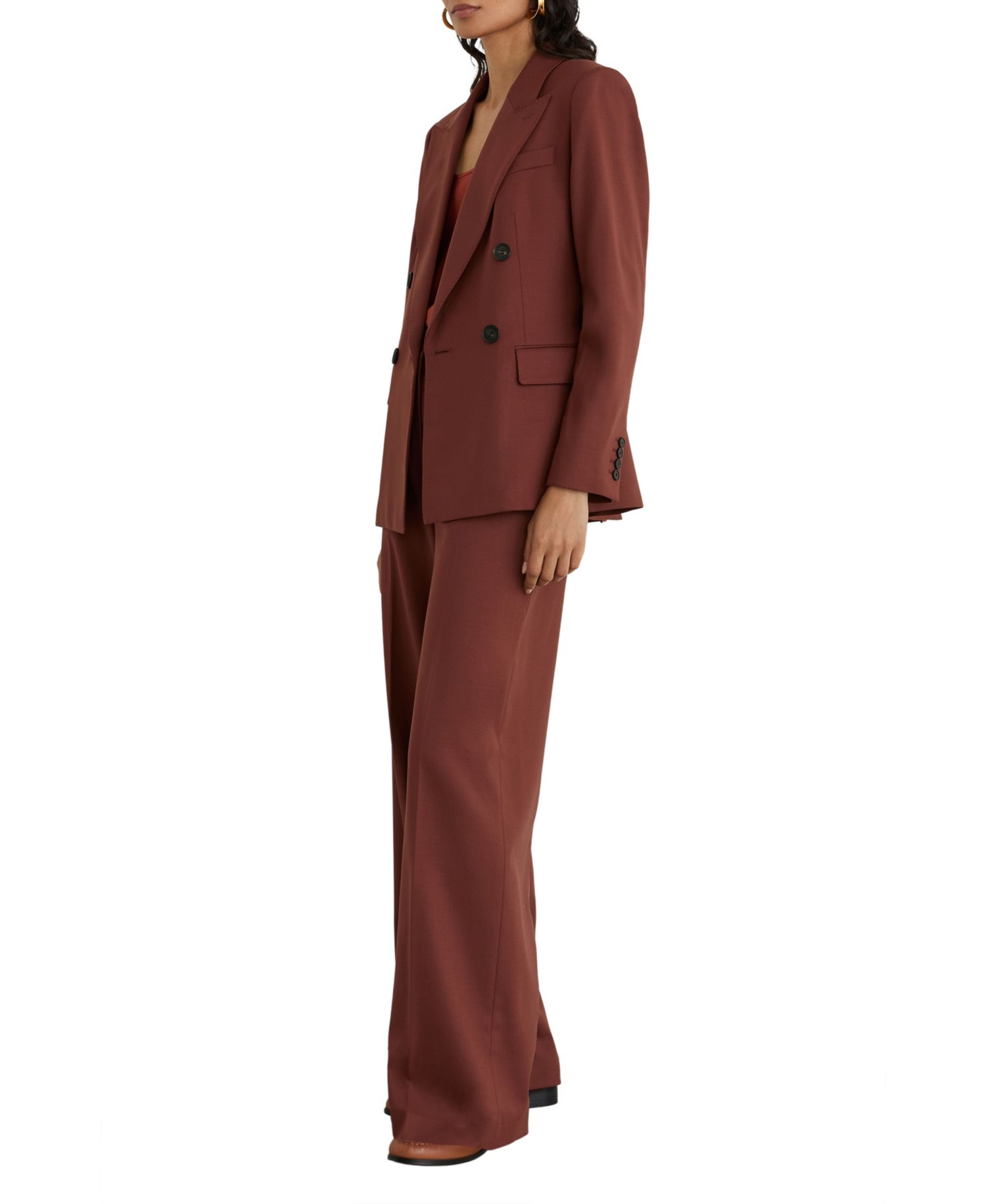 Women's Solene Wool-Blend Wide-Leg Mid Rise Trousers