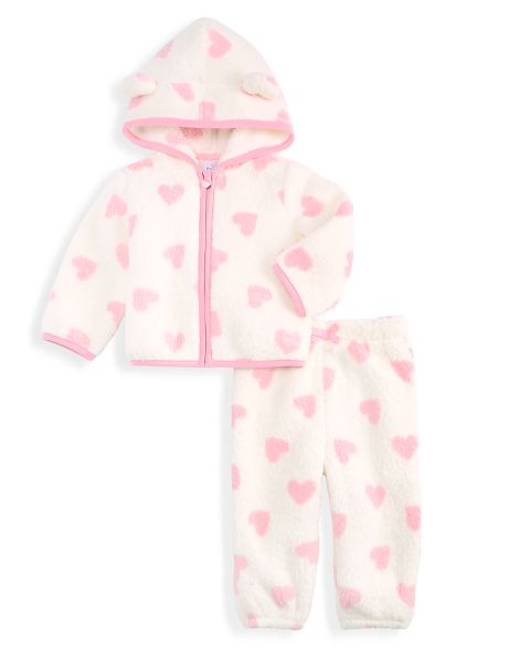 Комплект First Impressions Heart-Print Hooded Sherpa Jacket and Pants, 2-Piece Set для девочек-малышей