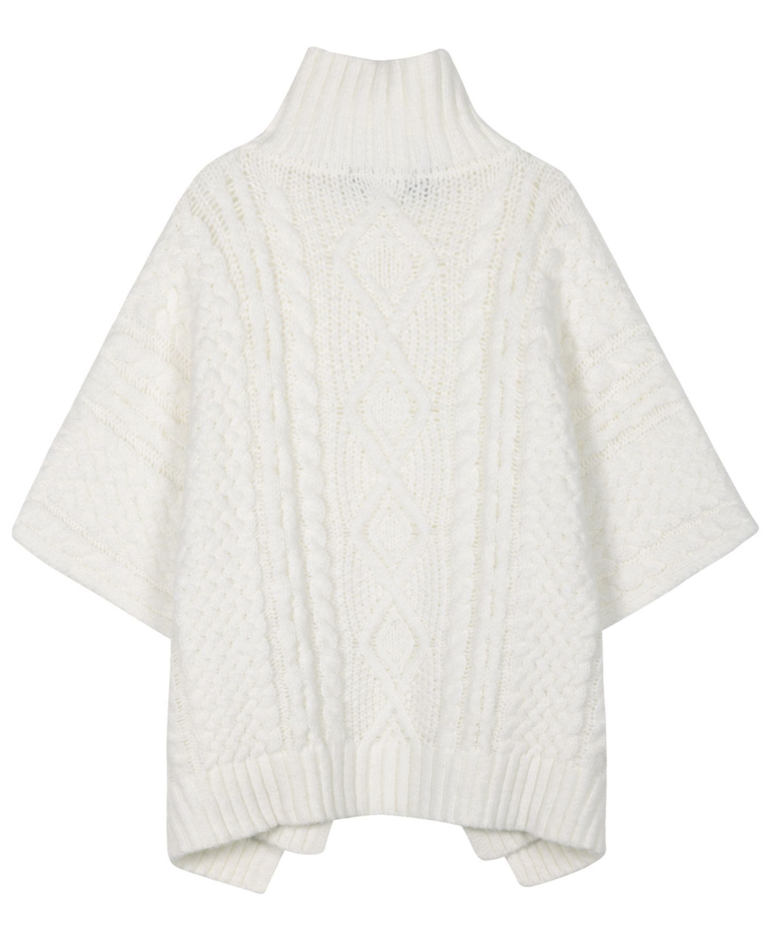 Cable-Knit Button Accent Poncho