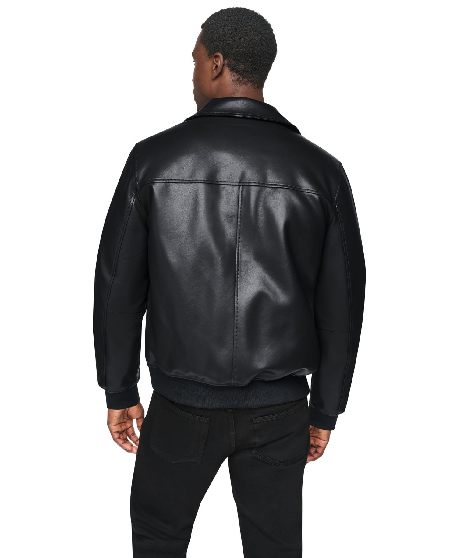 Men's Faux Leather Bomber Jacket