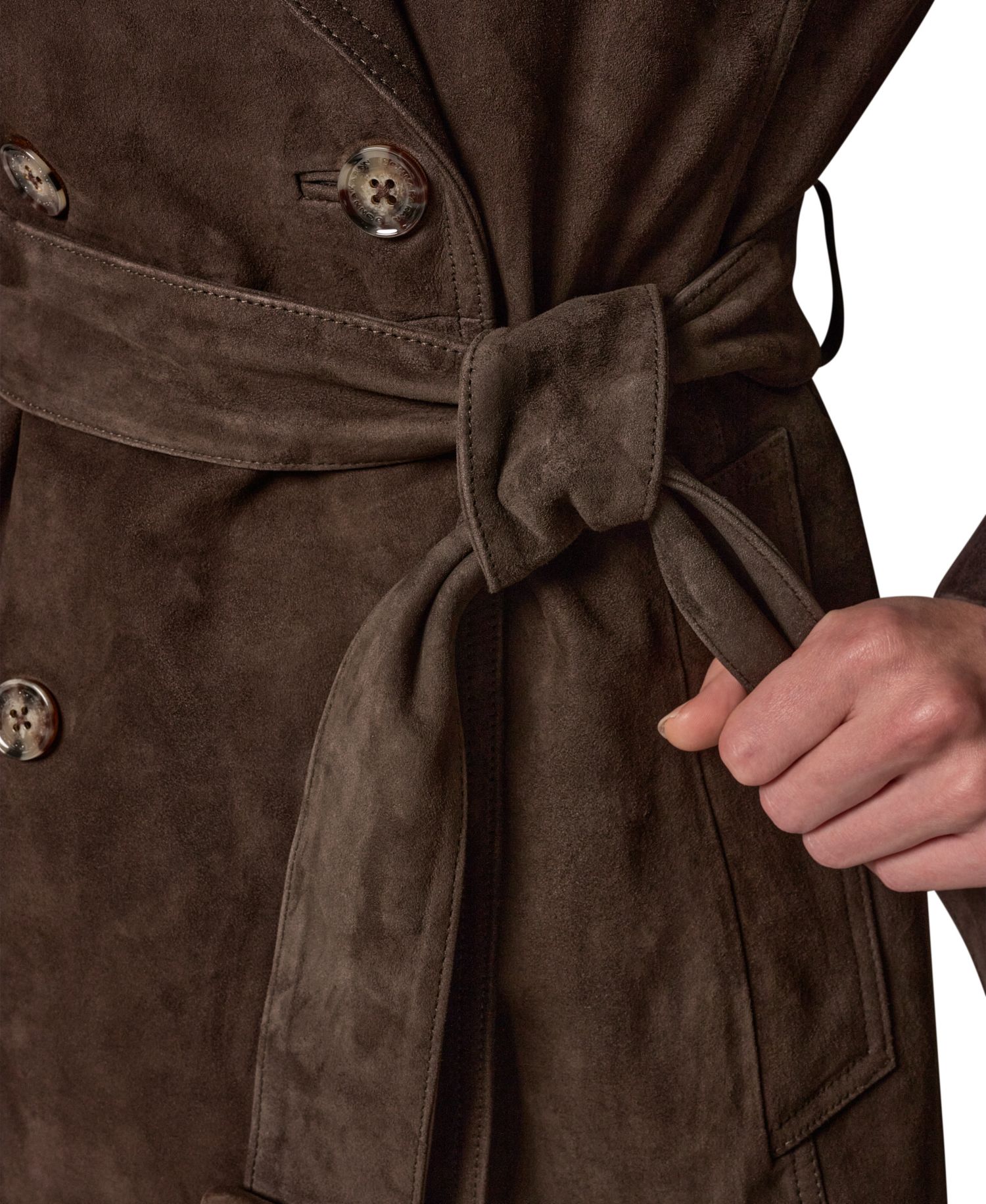 Women's Suede Trench with Fringe Coat