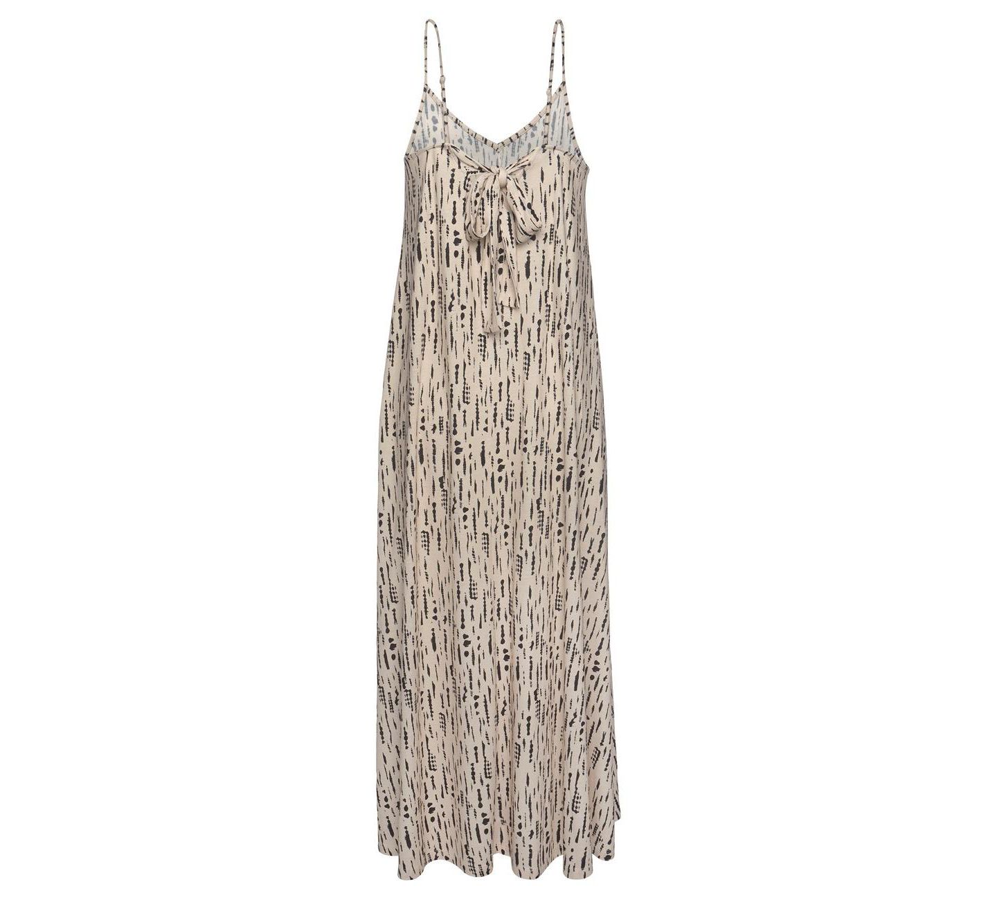Женское платье LASCANA Viscose Printed Tie Back V-Neck Maxi, цвет: Чёрный / Бежевый — фото 5