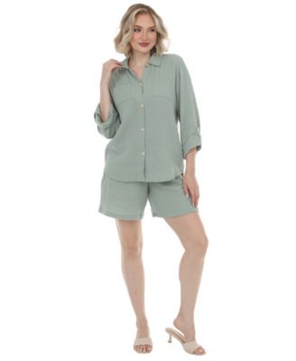 Women's Gauze Button-Front Shirt  Shorts Set