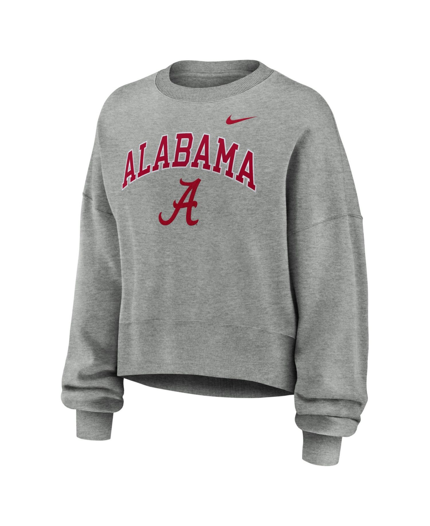 Women's Heather Gray Alabama Crimson Tide Oversized Phoenix Arch Pullover Sweatshirt