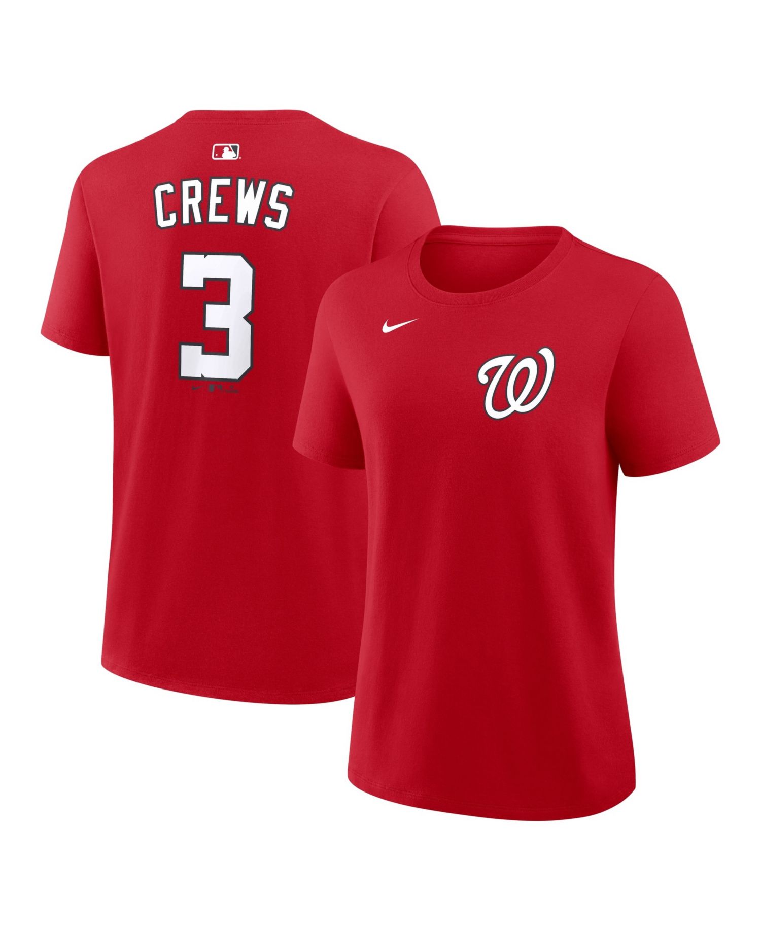 Women's Dylan Crews Red Washington Nationals Name & Number T-Shirt