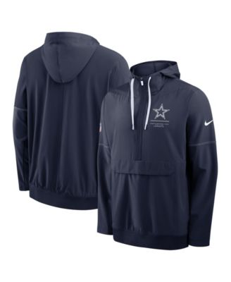 Men's Navy Dallas Cowboys Sideline Anorak Half-Zip Hoodie