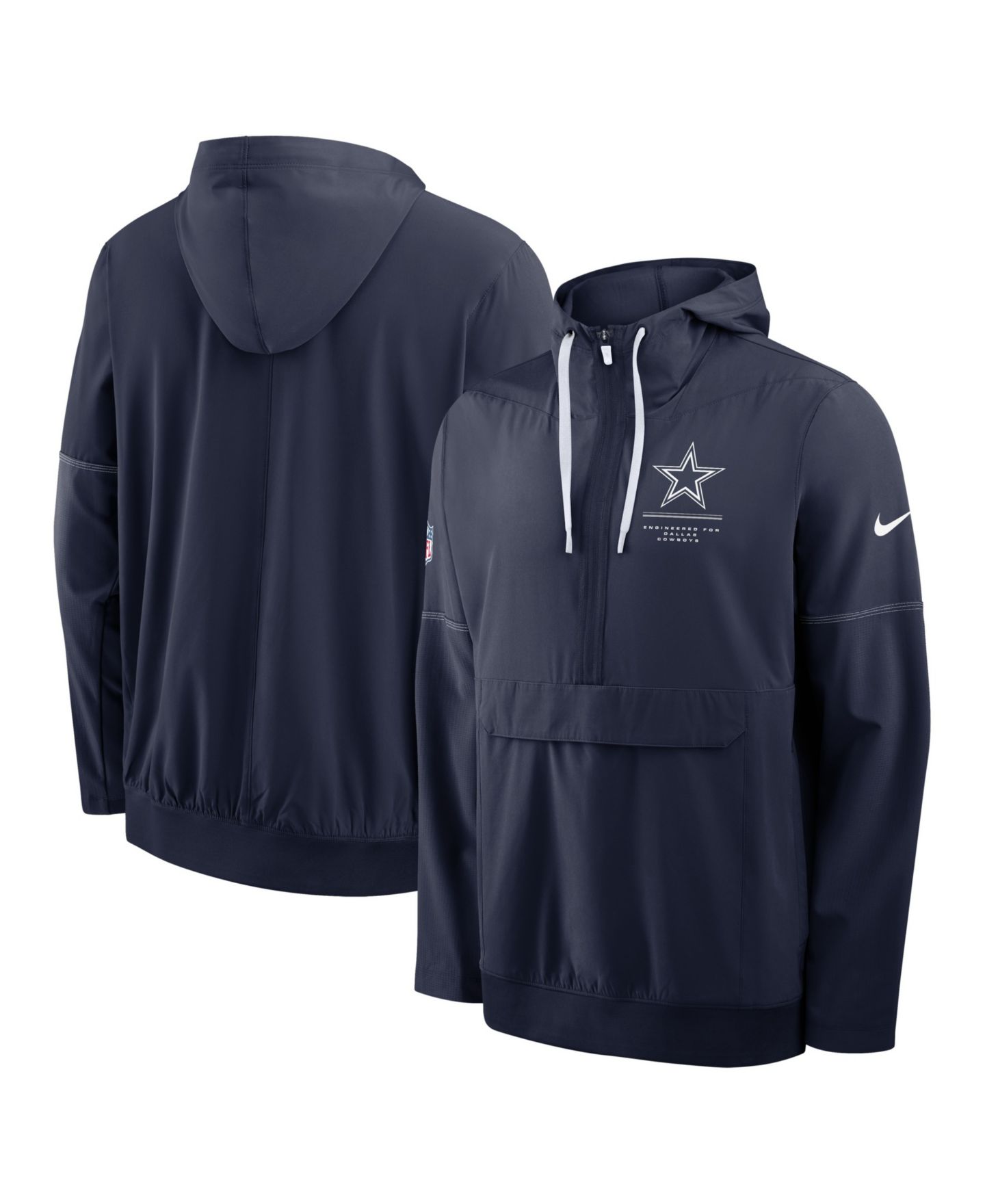 Мужское худи Nike Navy Dallas Cowboys Sideline Anorak Half-Zip — фото 1