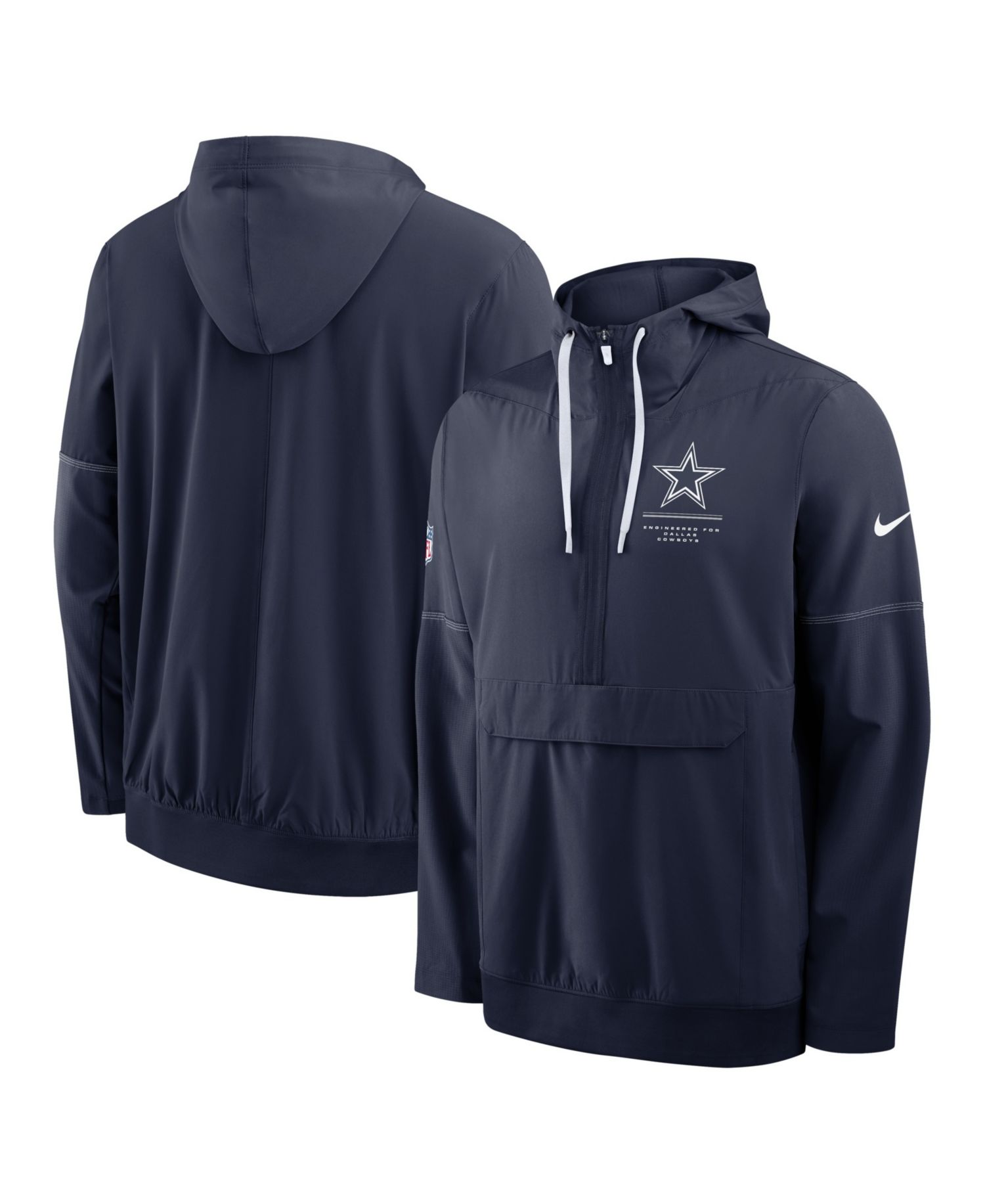 Men's Navy Dallas Cowboys Sideline Anorak Half-Zip Hoodie