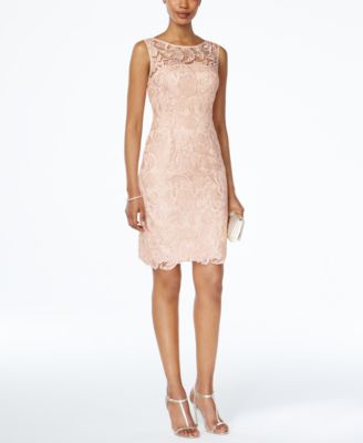 sleeveless lace sheath dress