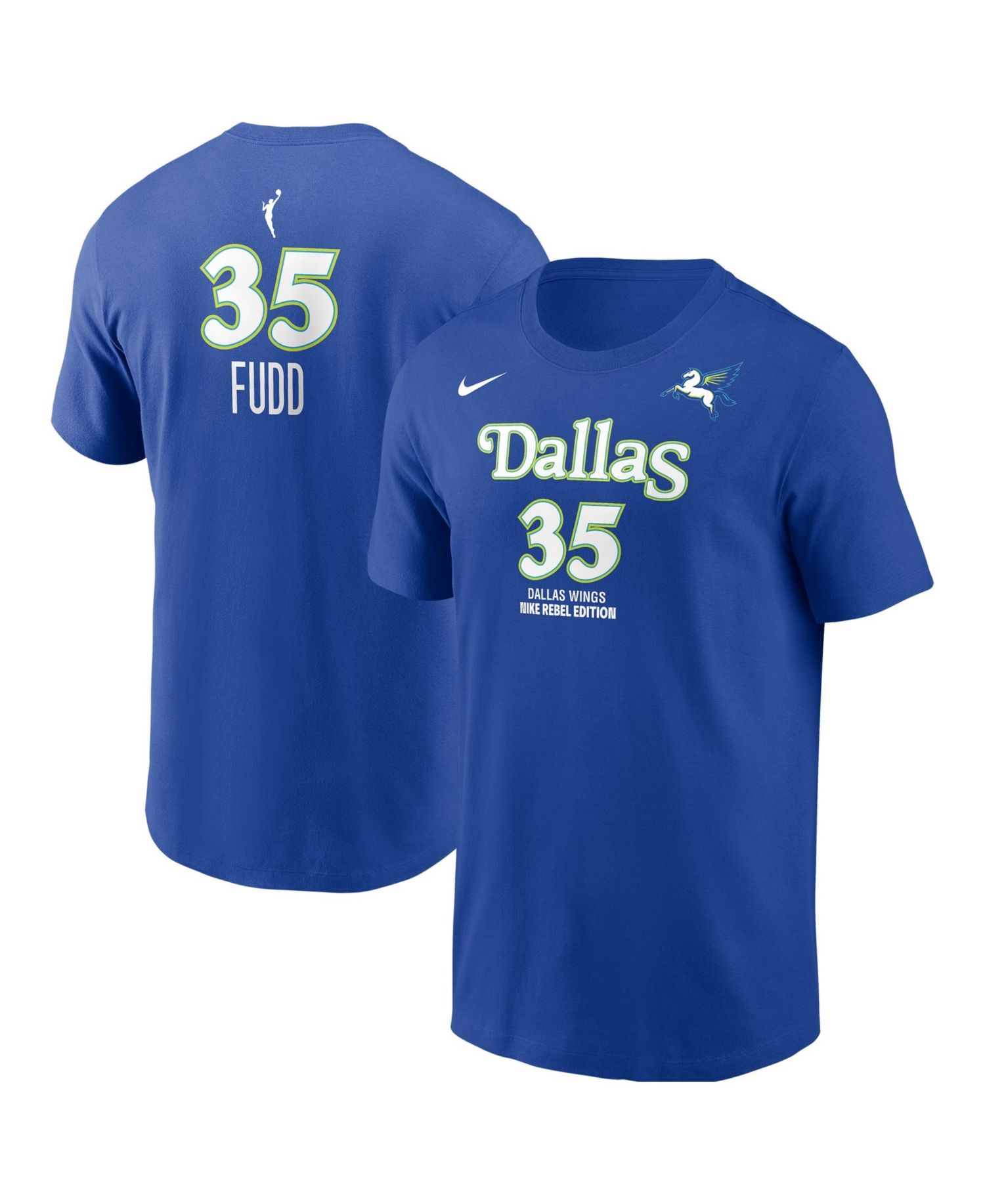 Men's Azzi Fudd Blue Dallas Wings Name & Number Rebel Edition T-Shirt