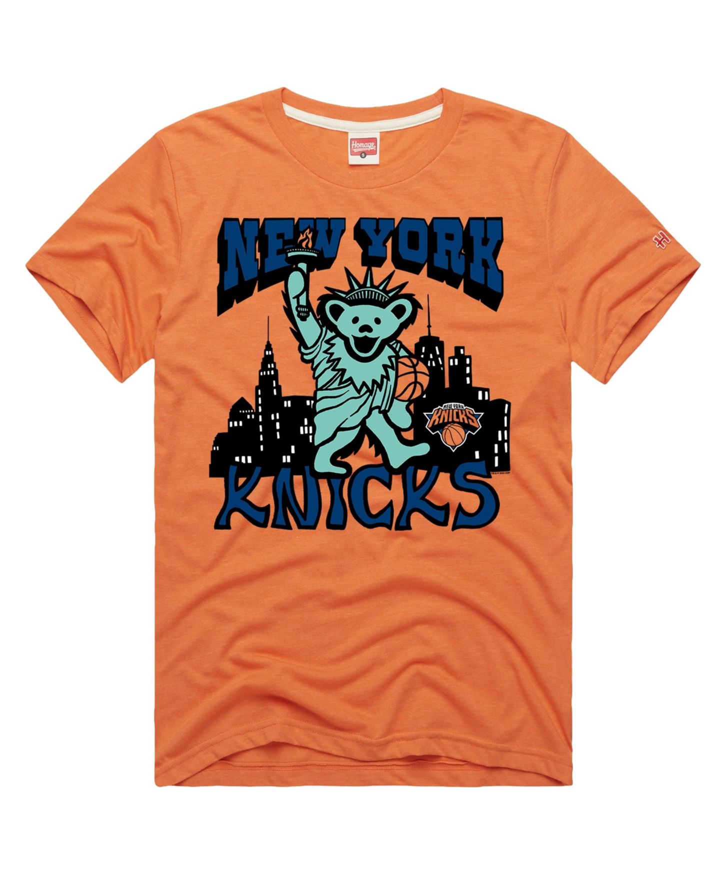 Футболка Homage Orange New York Knicks x The Grateful Dead Bear Tri-Blend — фото 1