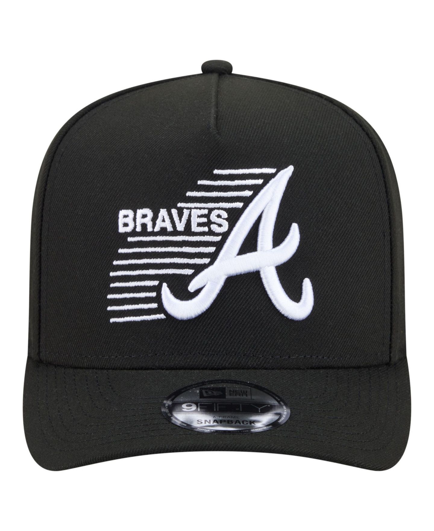Мужская кепка New Era Black Atlanta Braves Motion A-Frame 9FIFTY Snapback Hat — фото 2