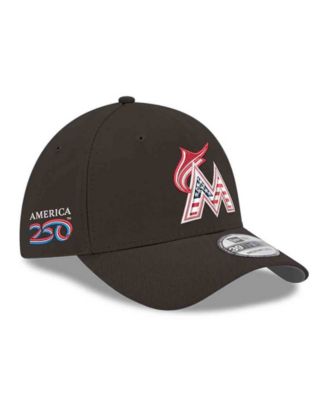 Men's Black Miami Marlins America 250 39THIRTY Flex Hat