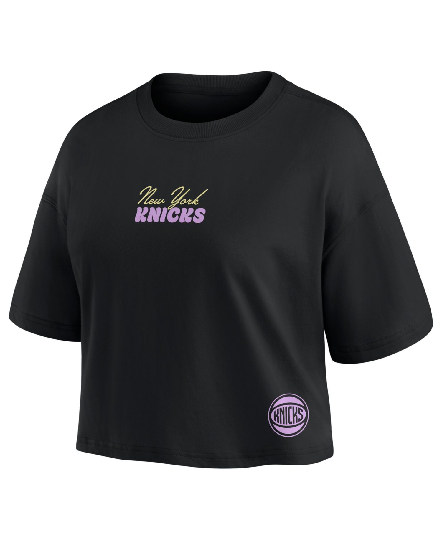 Women's Jalen Brunson Black New York Knicks Name & Number Cropped Top