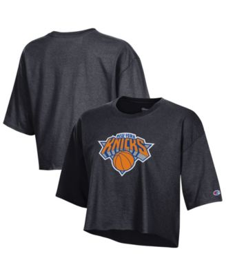 Women's Black New York Knicks Cropped Boyfriend T-Shirt