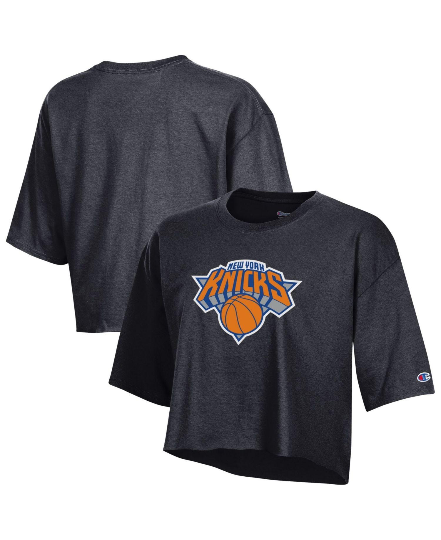 Women's Black New York Knicks Cropped Boyfriend T-Shirt