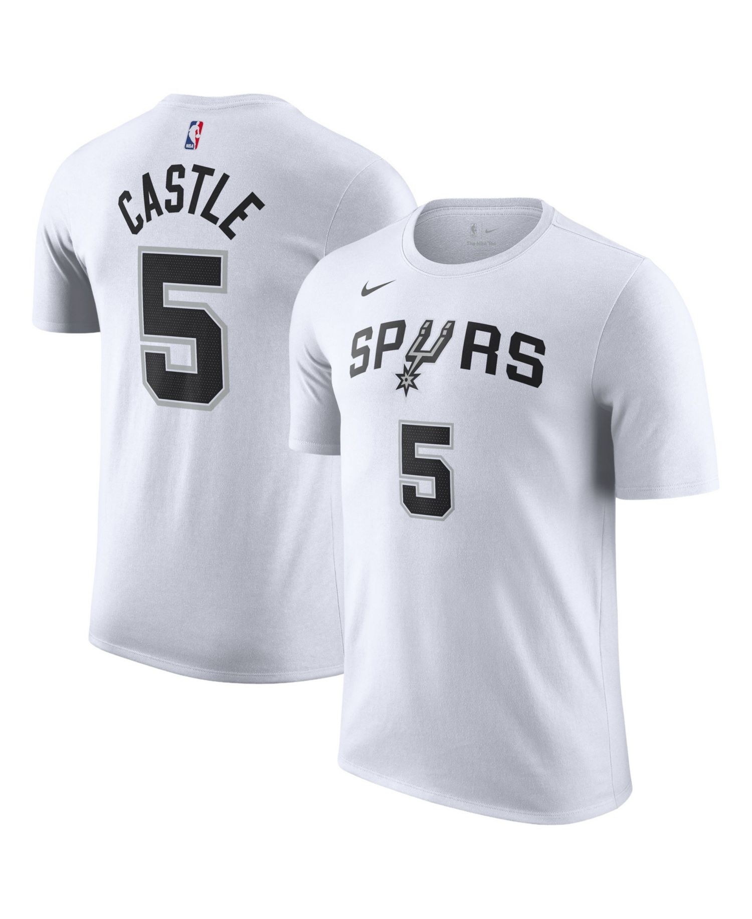 Men's and Women's Stephon Castle White San Antonio Spurs Name & Number T-Shirt