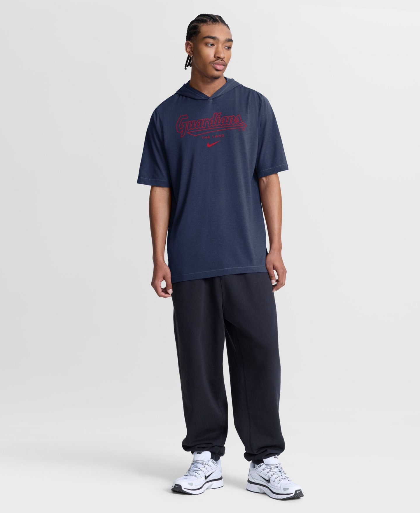 Мужская футболка Nike Navy Cleveland Guardians Arched Wordmark Tri-Blend Hooded — фото 5