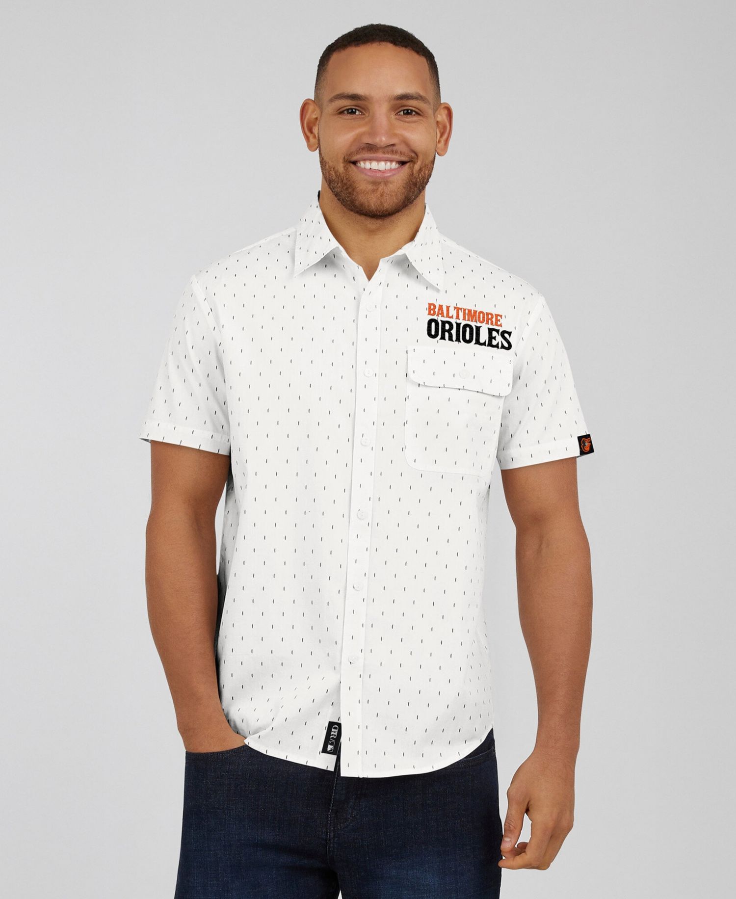 Men's Cream Baltimore Orioles Printed Button-Down Shirt