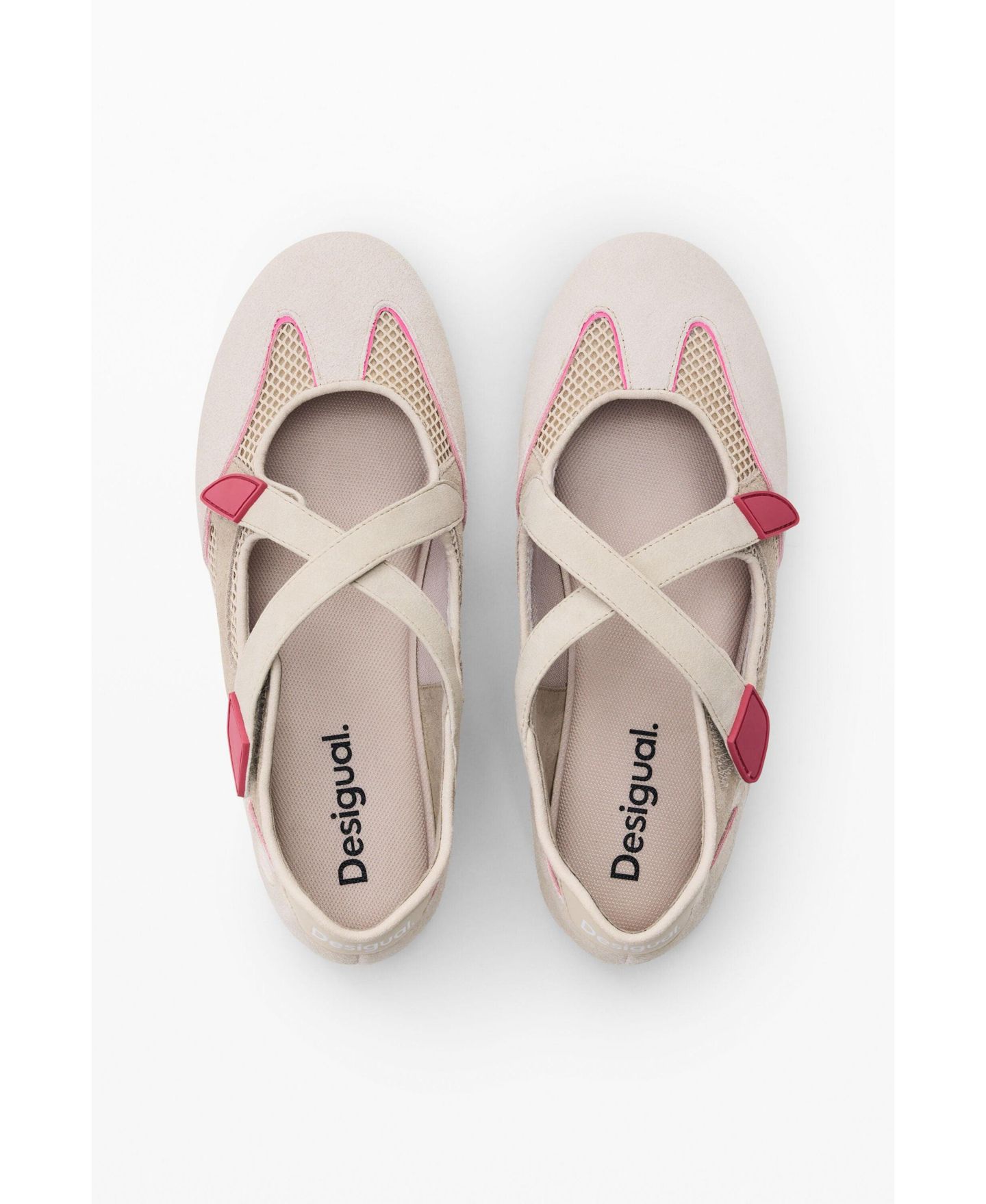 Женские балетки Desigual Ballerina mesh logo, цвет: Белый — фото 3