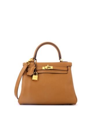 Kelly 25 Handbag Brown Swift with Gold Hardware