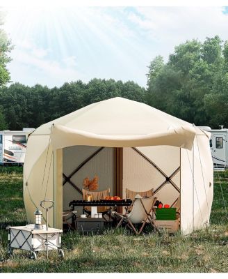 Pop-Up Screen Tent Gazebo, 10 x 10 Ft Camping Canopy Instant Shade, Featuring 5 Removable Privacy Canopy, and Made from 210D Oxford Fabric