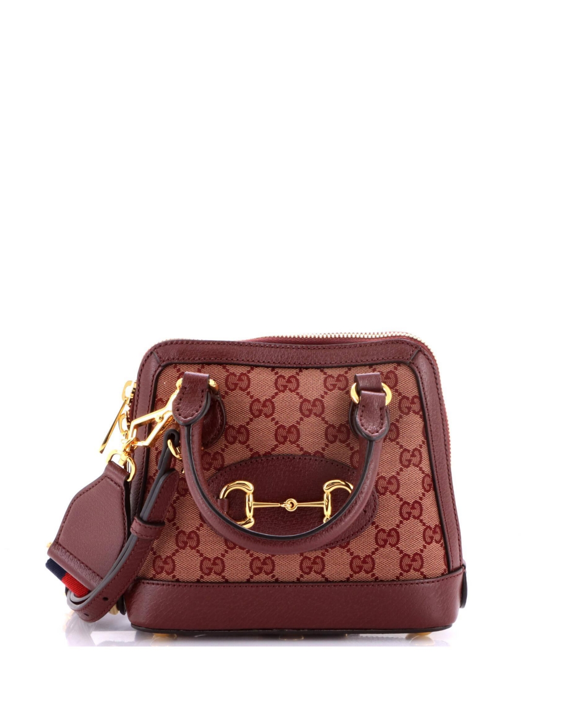 Pre-Owned Gucci Mini Horsebit 1955 Top Handle Bag Gg Canvas with Leather
