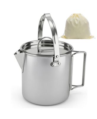 Stainless Steel Camping Kettle Foldable Handle Portable Outdoor Coffee Pot