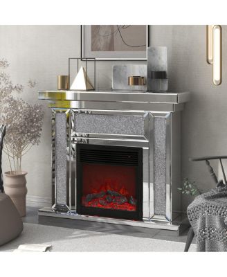 46" Acrylic Diamond Mirror Electric Fireplace Mantel