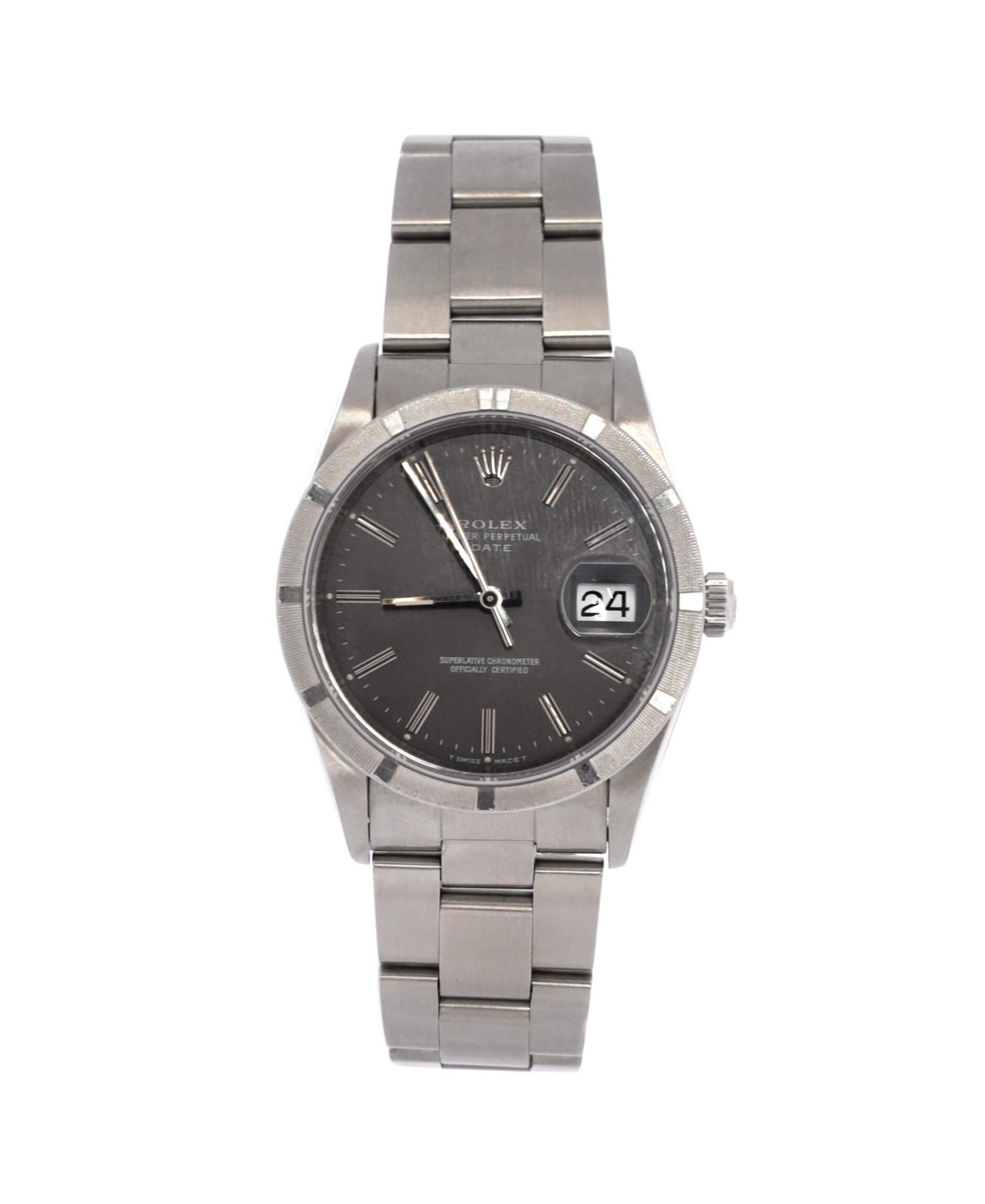 PreOwned Rolex Oyster Perpetual Date Automatic Watch in Stainless Steel 34mm  Dial color grey