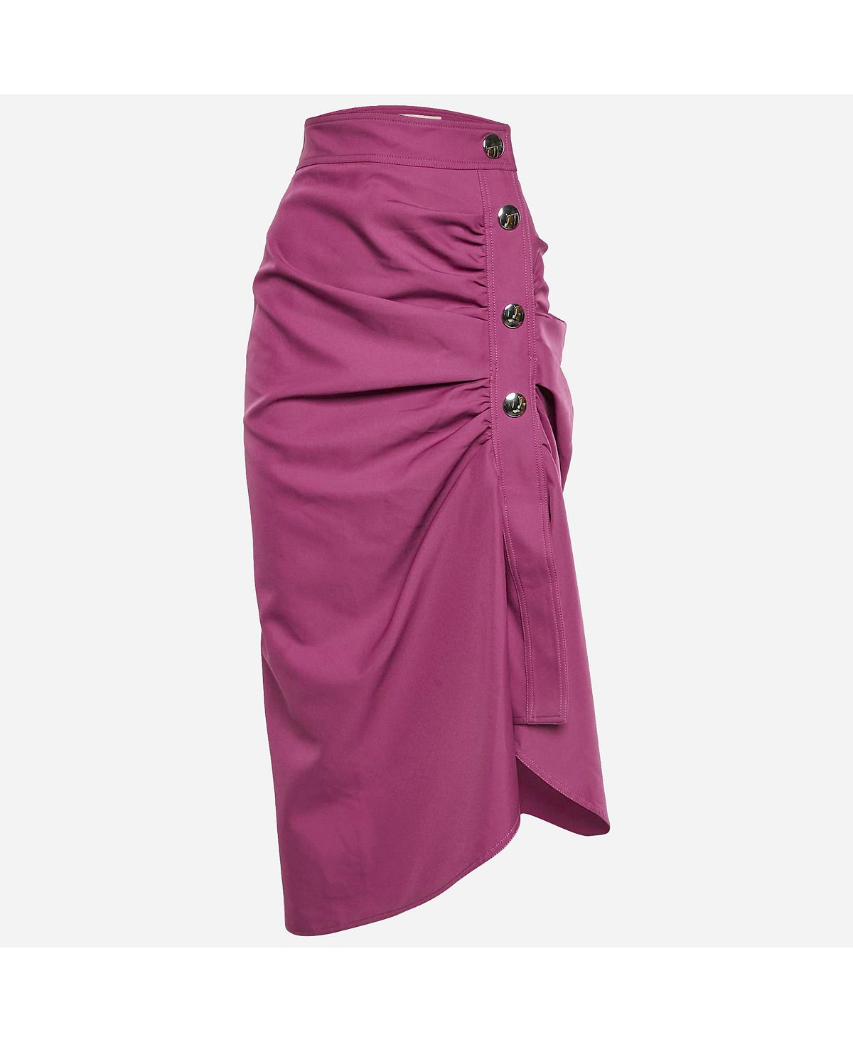 Pre-Owned Marni Women's Magenta Gabardine Ruched Asymmetric Midi Skirt view 1 — MAYCSS fashion products