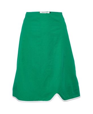 Women's Cotton Contrast Trim Knee Length Skirt