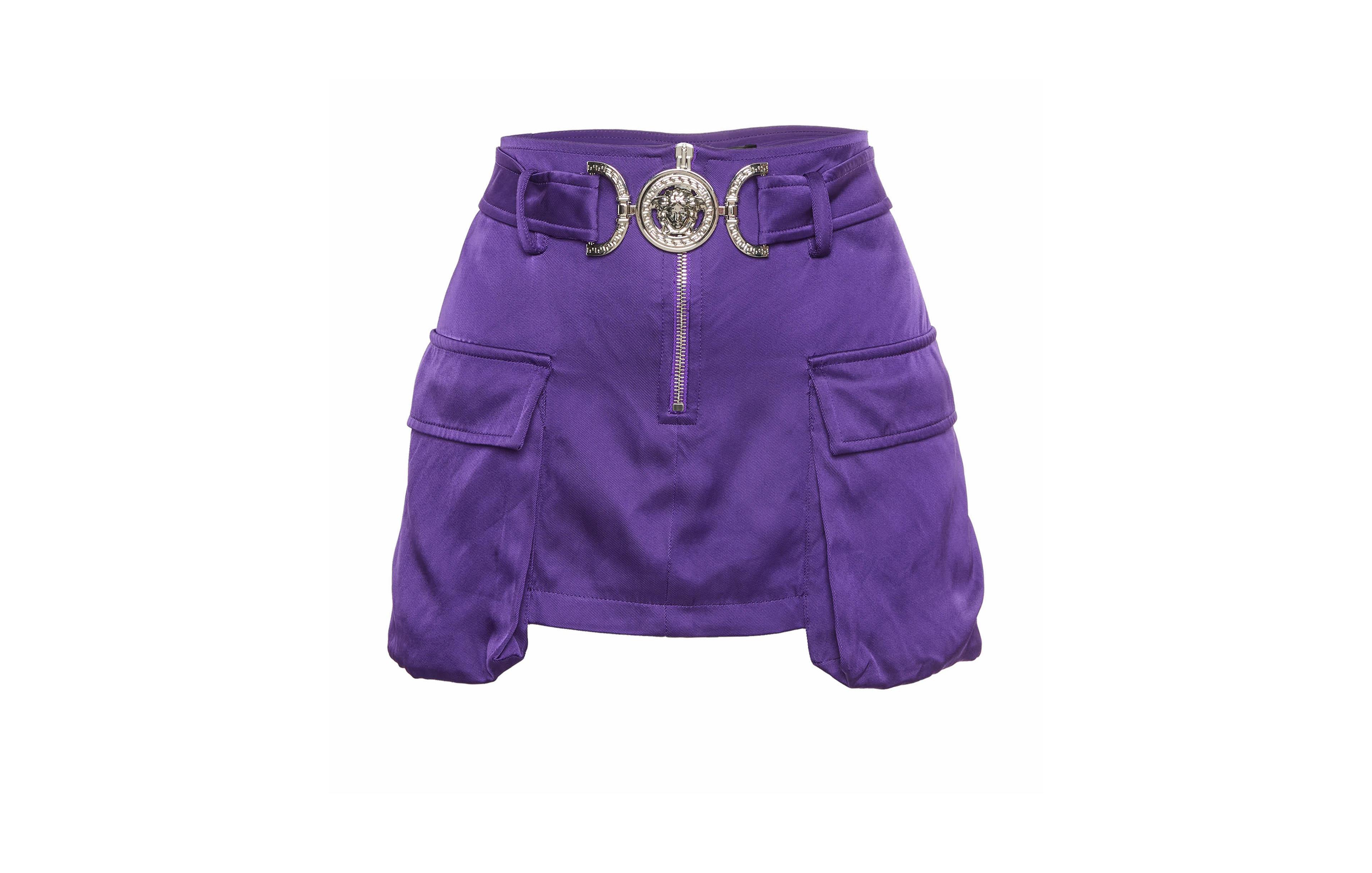 Pre-Owned Versace Women's Viscose Medusa Head-Motif Miniskirt