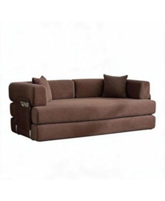 5-in-1 Convertible Sofa Bed,Oversized Sleeper Corduroy Futon, Multi-Functional Lounge,78.8'' Folding Modular Couch with Fixed Frame and Pillows