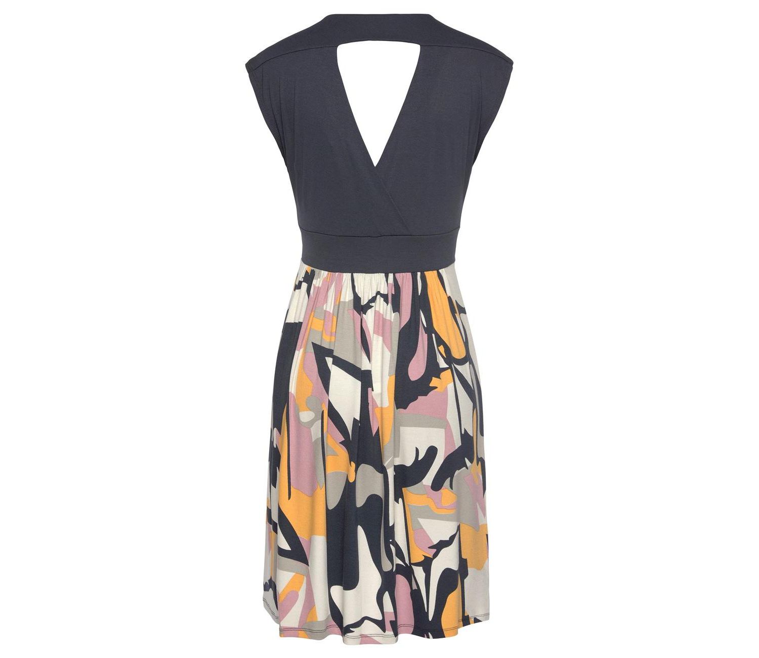 Women's Viscose Printed Look Wrap V-Neck Everyday Essential Short Dress
