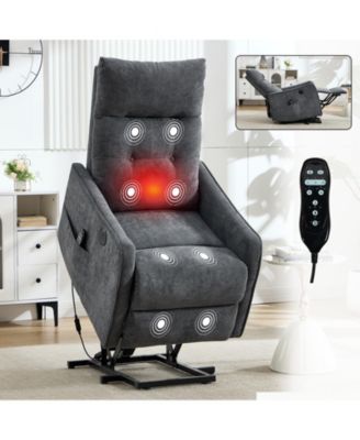 Power Lift Recliner Chair with Massage and Heat, Single Motor Reclining Chair with USB Port, 155degree(s) Recline Lift Chair for Elderly